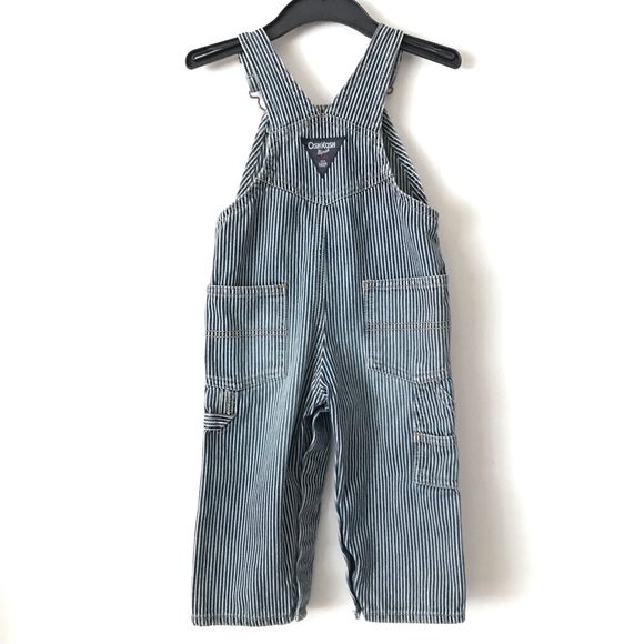 OshKosh B’Gosh Blue White Striped Overalls Baby - Picture 2 of 5